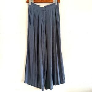 Cleobella Wide Leg‎ Pleat Waist Front Textured Trouser Pant Blue Size Small